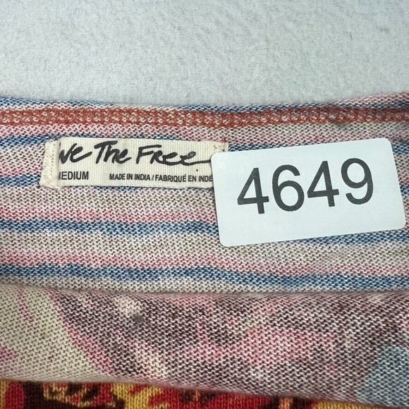 We The Free T Shirt Womens M Mash-Up Long Sleeve in Red Combo Floral - Picture 6 of 8